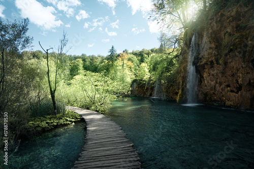 Waterfall in forest, Plitvice, Croatia