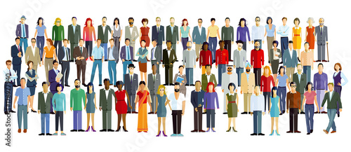 eine große Personengruppe stehen zusammen