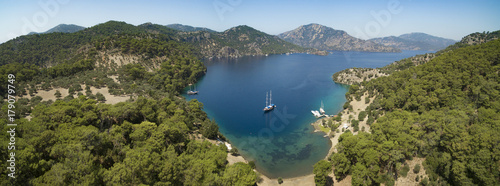 Yachts in a Mediterranean Cove during Blue Voyage in Turkey
