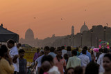 Sunset over the government buildings, New Delhi, India