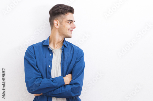 young casual style on the white wall