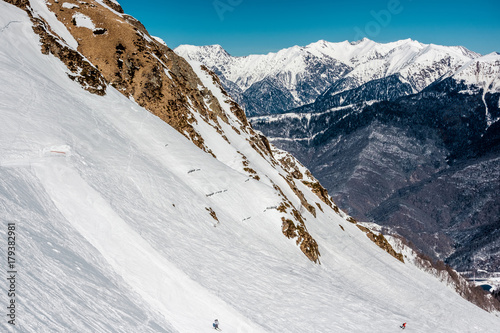 Winter mountain landscape. Krasnaya Polyana, Sochi, Russia