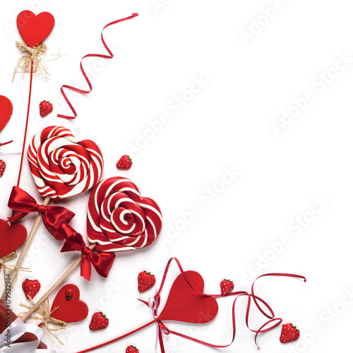 Heart lollipops on white