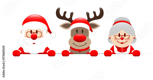 Santa, Rudolph & Santa´s Wife Banner
