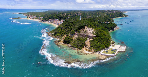 Plakat Powietrzny wizerunek Morro de São Paulo, Tinharà © wyspa, Bahia, Brazylia