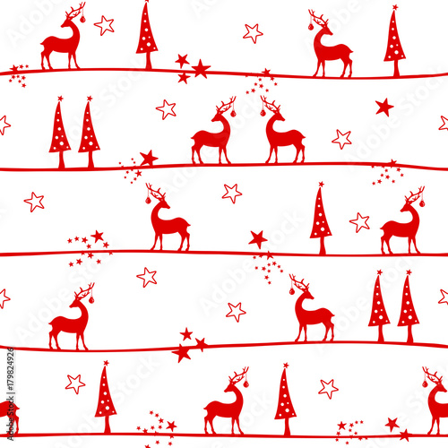 Seamless Pattern Standing Reindeer