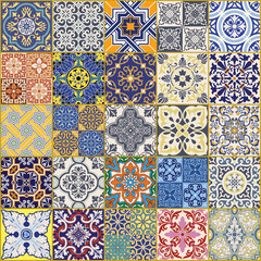 Azulejos tiles vector seamless pattern collection