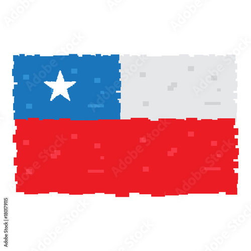 Plakat Pixelated flaga odizolowywająca na białym tle Chile, Wektorowa ilustracja