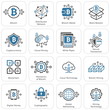 Bitcoin and Blockchain Cryptocurrency Icons.