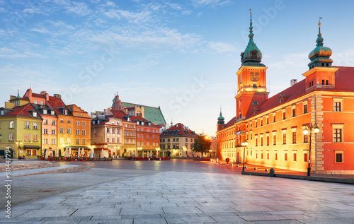 Obraz na płótnie Warsaw Old Town, Plaz Zamkowy, Poland, nobody