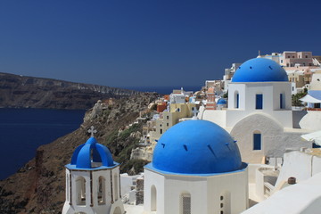 Santorini, widok na morze, cerkwie