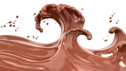 Splash chocolate isolated 3d rendering