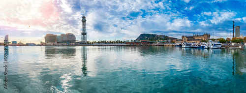 Zdjęcie XXL Barcelona Port Vell panorama z napowietrznych kolei linowej do Montjuic