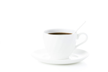 White cup of coffee isolated on white background