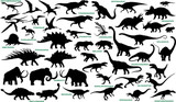 prehistoric animals vector silhouettes collection