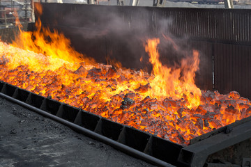 Burning coke in a coking plant