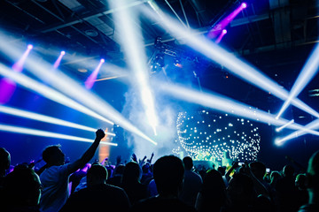dj night club party rave with crowd in music festive