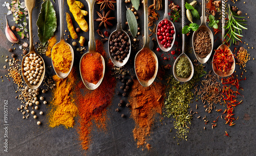 Spices on black background © Dionisvera