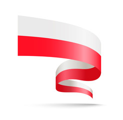 Poland flag in the form of wave ribbon.