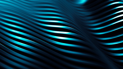 Stylish black blue background with lines. 3d illustration, 3d rendering.