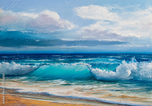 Oil  painting of the sea on canvas. © serge-b