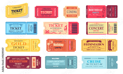 Ticket and Presentation Party Vector Illustration