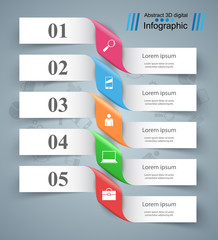 3D infographic design template and marketing icons.