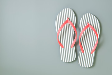 Stripe flip flops isolated on white background