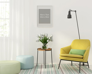Interior with a yellow armchair