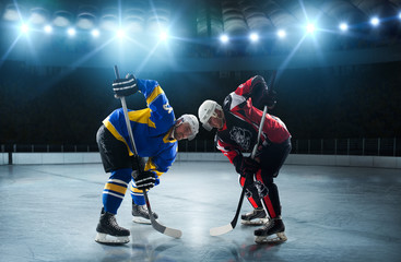 Ice hockey players on the grand ice arena