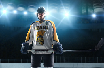 Ice hockey players on the grand ice arena