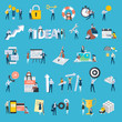 Set of flat design style people icons. Vector illustration concepts for business, big idea, teamwork, technical support, e-banking, investment, management, planning, social media, securuty, success.