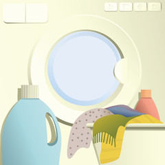 Housecleaning background with washing machine