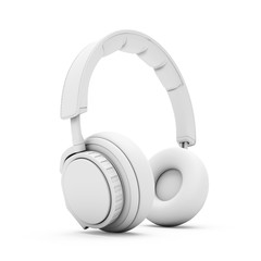 3D Rendering White headphones isolated on white background