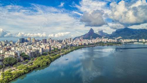Sunrise over Ipanema Beach in Rio de Janeiro with water reflection, Brazil. Aerial view Sunrise over Ipanema Beach in Rio de Janeiro with water reflection, Brazil. Aerial view