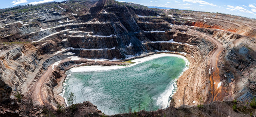 Panorama of a flooded quarry