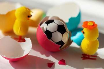 Easter Chicks and soccer ball