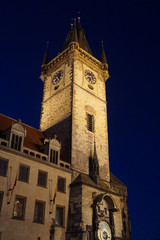 Nighttime, Old Town Hall with astronomical clock