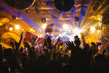 dj night club party rave with crowd in music festive