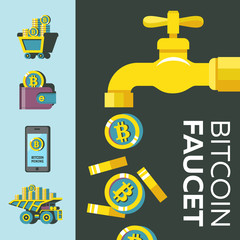 Bitcoin mining. Vector illustration.