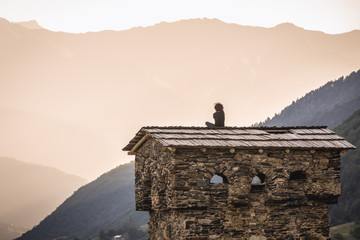 Mestia town in Upper Svanetia region, Georgia