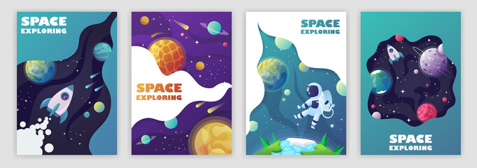 set of banner templates. universe. space. space trip. design. vector illustration
