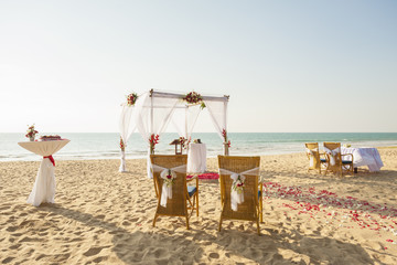 Romantic Wedding setting with on the beach