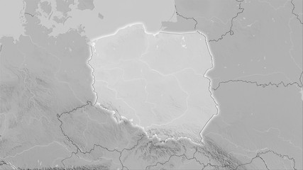 Poland, grayscale elevation - light glow