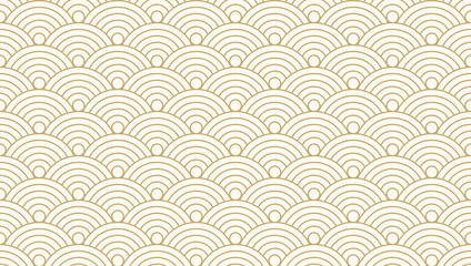 Pattern seamless circle abstract wave background gold luxury color and line. Japanese circle pattern vector.
