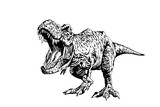 Graphical dinosaur isolated on white background,vector tyrannosaurus,tattoo