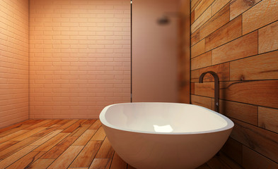 Clean and fresh bathroom with natural light. 3D rendering.
