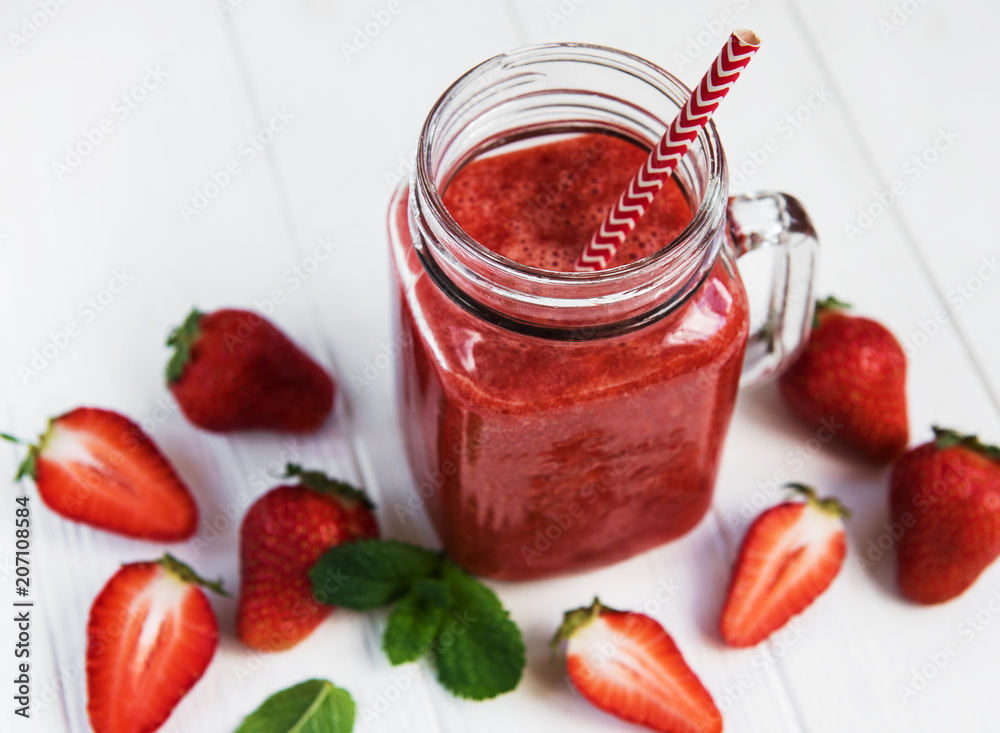 Strawberry Smoothie Mason Jar Closed Lid Stock Photo 662447935