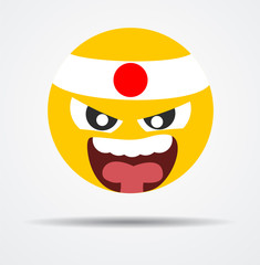 Isolated Kamikaze emoticon in a flat design