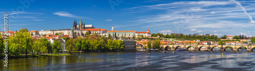Plakat Panoramę Pragi panoramę Starego Miasta, Zamek Praski, Most Karola, Katedra św. Wita. Praga, Republika Czeska